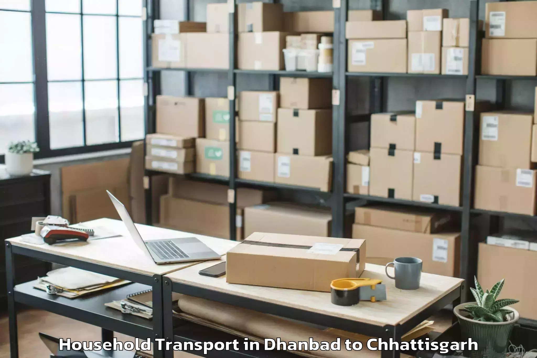 Easy Dhanbad to Chirimiri Household Transport Booking